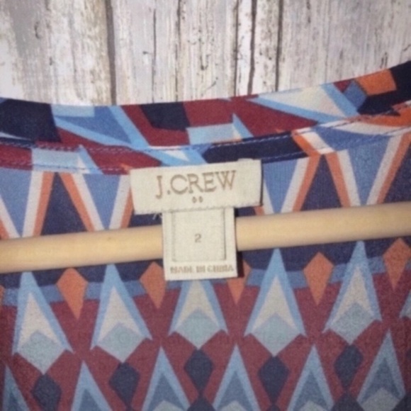 J. Crew Blue Geometric Print Sleeveless Blouse - Picture 5 of 5